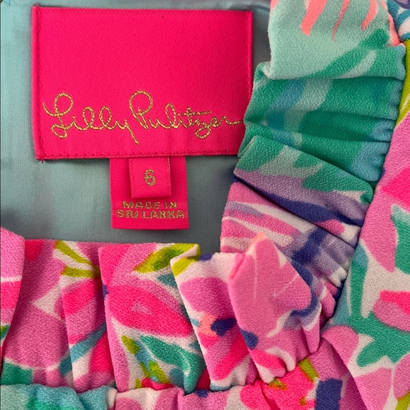 Lilly Pulitzer Adalina Ruffle Romper Women’s Dress/Romper  - Pink, Green, Purple - Picture 4 of 8